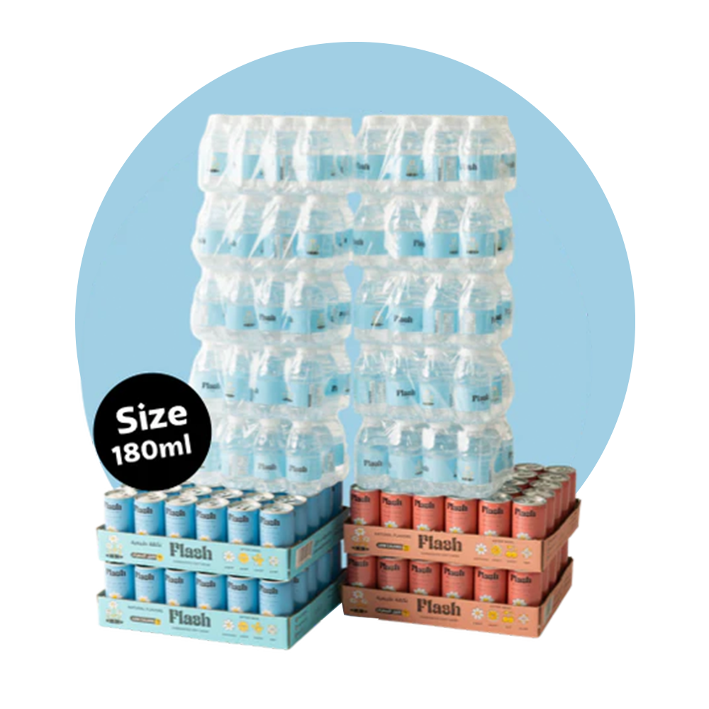 عرض خاص | ٢ + ٢ (180 مل) من مشروب فلاش + 10 كرتون مياه مجانية